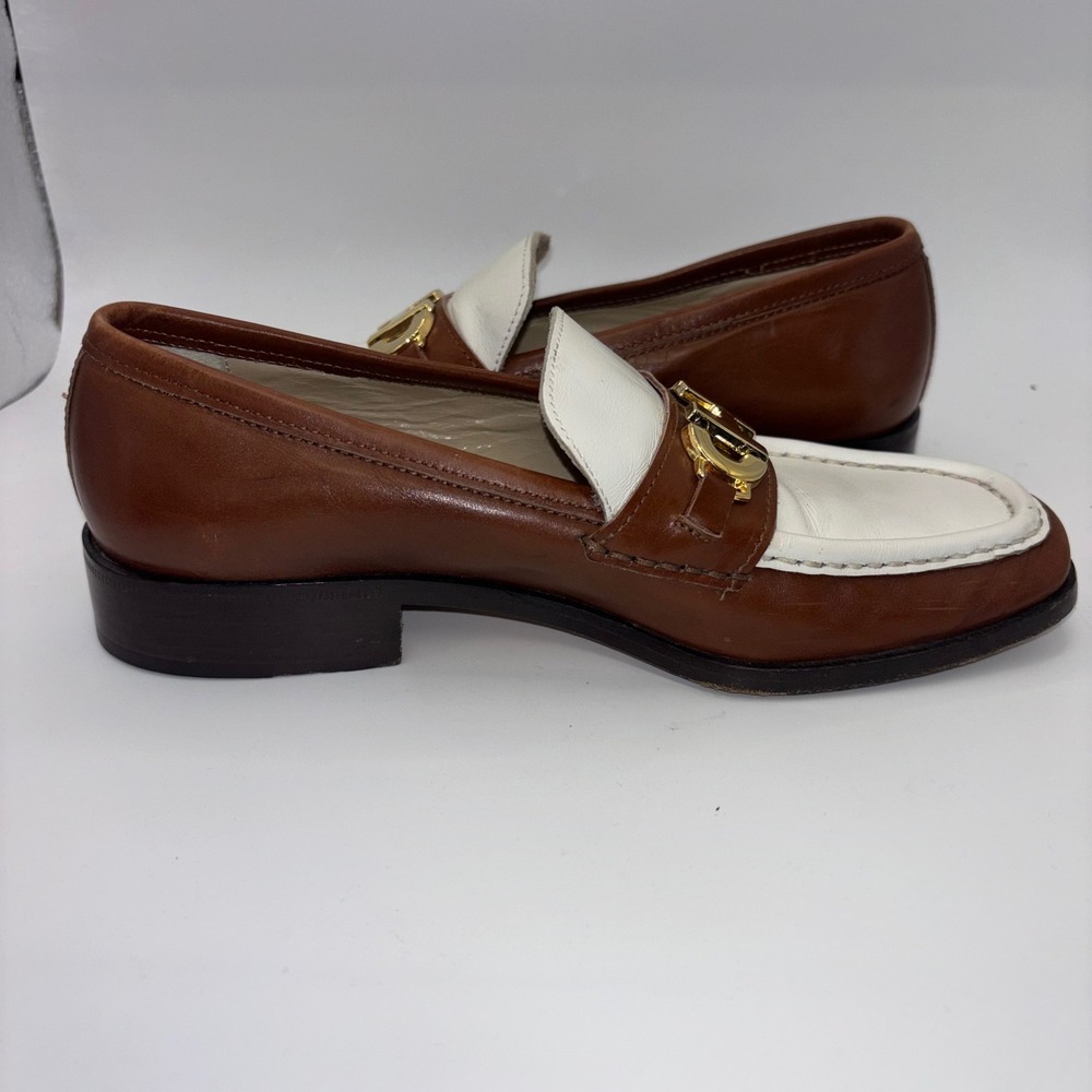 Cole Haan Womens Brown White Leather Horsebit Loafers Made Italy 8127 Size 5.5B - Picture 10 of 12